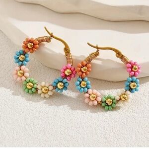Floral Multicolor Hoop Earrings